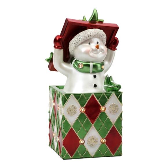 KRINGLE EXPRESS  Light Up Snowman Present Indoor Outdoor Green Red Christmas - Picture 1 of 1